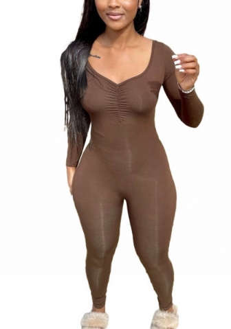 2022 Styles Women Fashion Summer INS Styles Solid Color Long Sleeve Jumpsuit