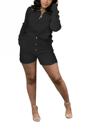 2022 Styles Women Fashion Summer INS Styles Solid Color Front Button Rib Short Two Pieces Suit