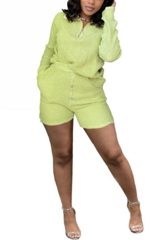 2022 Styles Women Fashion Summer INS Styles Solid Color Front Button Rib Short Two Pieces Suit