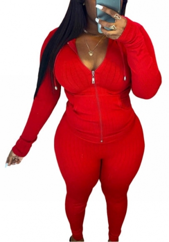 2022 Styles Women Fashion Summer INS Styles Solid Color Front Zipper Rib Two Pieces Set