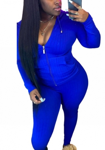 2022 Styles Women Fashion Summer INS Styles Solid Color Front Zipper Rib Two Pieces Set