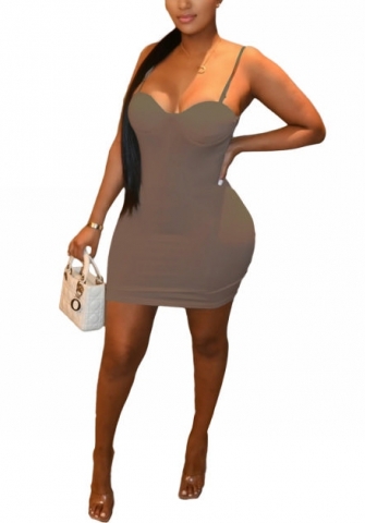 2022 Styles Women Fashion Summer INS Styles Solid Color Strap Mini Dress