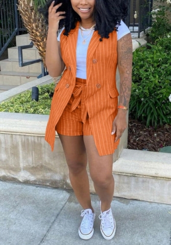 2022 Styles Women Fashion Summer INS Styles Striped OL Short Two Pieces Suit