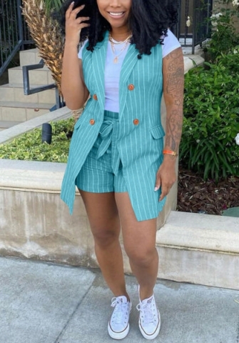 2022 Styles Women Fashion Summer INS Styles Striped OL Short Two Pieces Suit