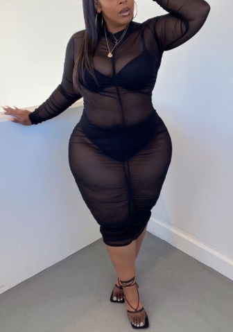 2022 Styles Women Fashion Summer INS Styles  Mesh Plus Maxi Dress