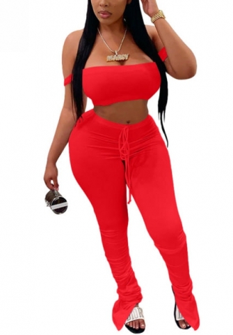 2022 Styles Women Fashion Summer INS Styles Solid Color Off Shoulder Two Piece Set