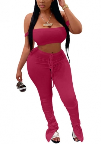 2022 Styles Women Fashion Summer INS Styles Solid Color Off Shoulder Two Piece Set