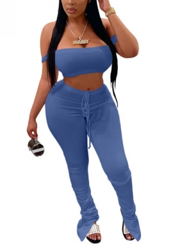 2022 Styles Women Fashion Summer INS Styles Solid Color Off Shoulder Two Piece Set