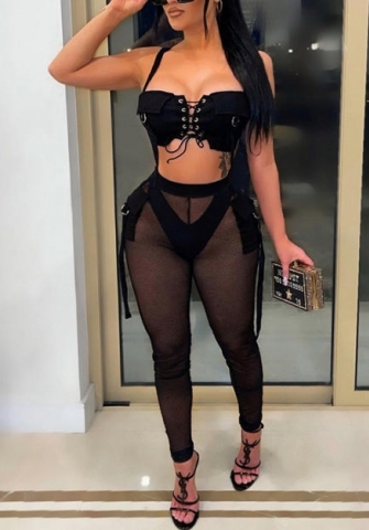 (Real Image)2022 Styles Women Fashion Summer INS Styles  Mesh Two Piece Suit