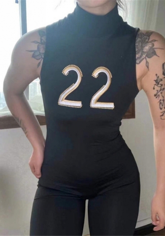 (Real Image)2022 Styles Women Fashion Summer INS Styles Number Sleeveless Jumpsuit