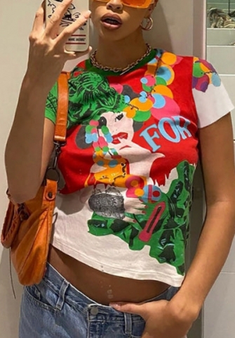 (Real Image)2022 Styles Women Fashion Summer INS Styles Print Tee