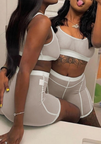 2022 Styles Women Fashion Summer INS Styles Mesh Short Two Piece Suit