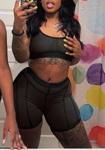 (Real Image)2022 Styles Women Fashion Summer INS Styles Mesh Short Two Piece Suit