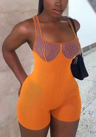 2022 Styles Women Fashion Summer INS Styles Rib Print Romper Jumpsuit