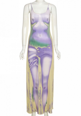 (Real Image)2022 Styles Women Fashion Summer INS Styles Print Maxi Dress