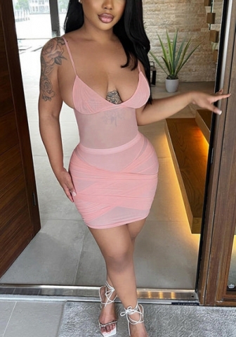 (Real Image)2022 Styles Women Fashion Summer INS Styles Mesh Strap Mini Dress