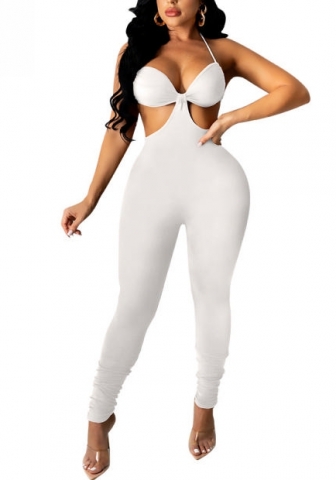 (Real Image)2022 Styles Women Sexy INS Styles Solid Color Halter Backless Jumpsuit
