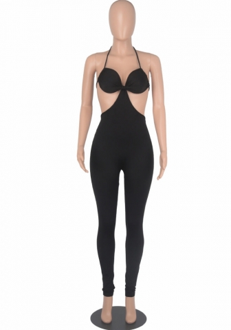 (Real Image)2022 Styles Women Sexy INS Styles Solid Color Halter Backless Jumpsuit