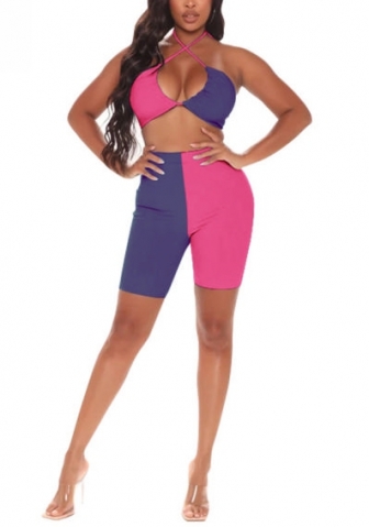 (Real Image)2022 Styles Women Sexy INS Styles Contrast Color Short Two Piece Suit