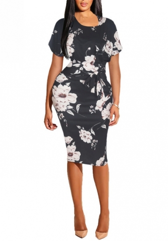 (Real Image)2022 Styles Women Fashion INS Styles FFloral Short Sleeve Midi Dress