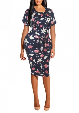 (Real Image)2022 Styles Women Fashion INS Styles FFloral Short Sleeve Midi Dress