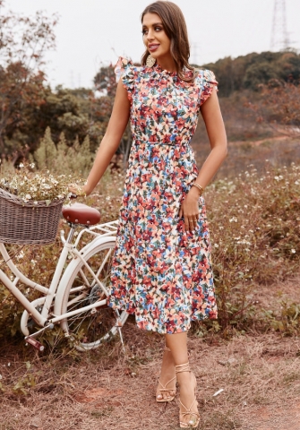 (Real Image)2022 Styles Women Sexy INS Styles Floral Bohemian Midi Dress