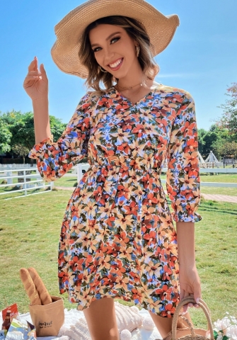 (Real Image)2022 Styles Women Sexy INS Styles Floral Bohemian Mini Dress