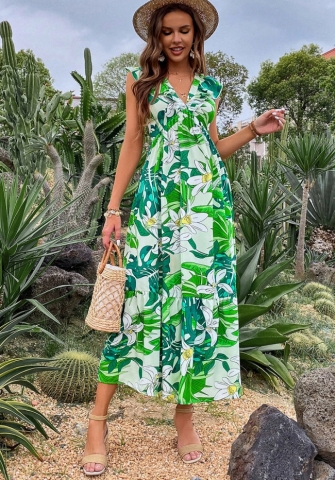 (Real Image)2022 Styles Women Sexy INS Styles Floral Bohemian Maxi Dress