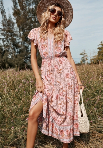 (Real Image)2022 Styles Women Sexy INS Styles Floral Bohemian Maxi Dress