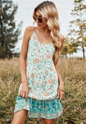 (Real Image)2022 Styles Women Sexy INS Styles Floral Bohemian Mini Dress