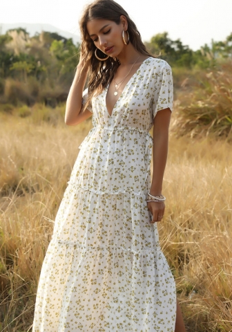 (Real Image)2022 Styles Women Sexy INS Styles Floral Bohemian Maxi Dress