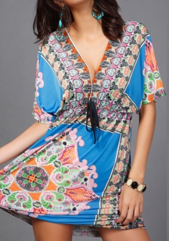 (Real Image)2022 Styles Women Sexy INS Styles Floral Bohemian Mini Dress