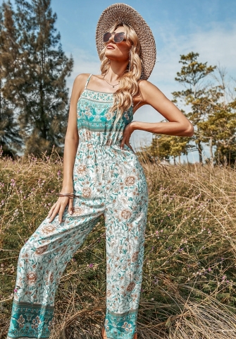 (Real Image)2022 Styles Women Sexy INS Styles Floral Bohemian Jumpsuit