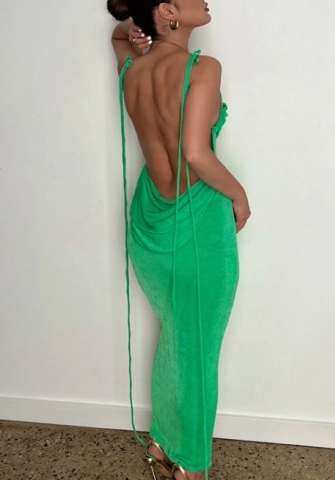(Real Image)2022 Styles Women Fashion INS Styles Backless Maxi Dress