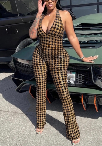 (Real Image)2022 Styles Women Fashion INS Styles Halter Print Jumpsuit