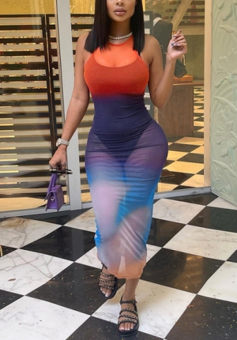 (Real Image)2022 Styles Women Fashion INS Styles Print Maxi Dress