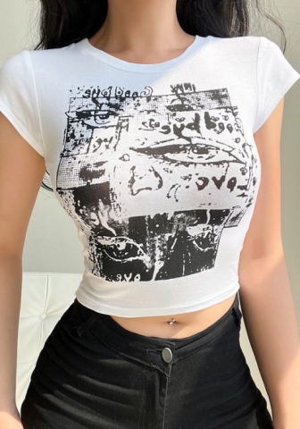 (Real Image)2022 Styles Women Fashion INS Styles Print Short Sleeve Tee