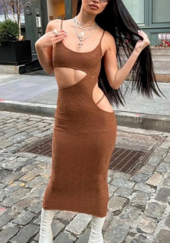 2022 Styles Women Fashion INS Styles Cut Out Maxi Dress