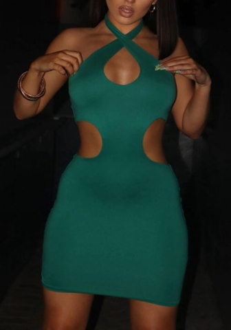 2022 Styles Women Fashion INS Styles Halter Cut Out Dress