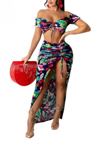 2022 Styles Women Fashion INS Styles Print Floral Maxi Dress