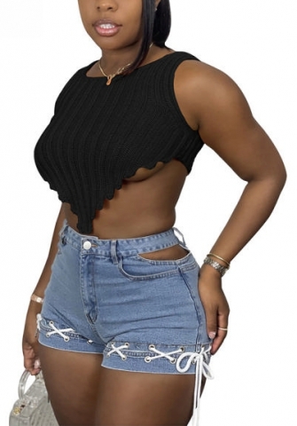 (Real Image)2022 Styles Women Fashion INS Styles Solid Color Rib Vest Tops