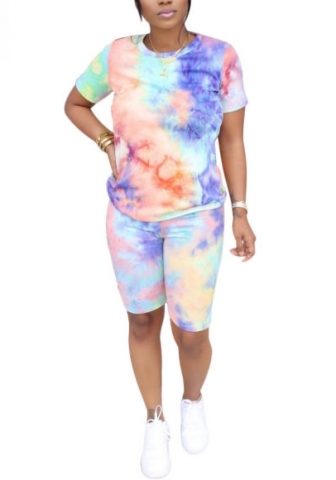 (Real Image)2022 Styles Women Fashion INS Styles Print Short Two Piece Suit