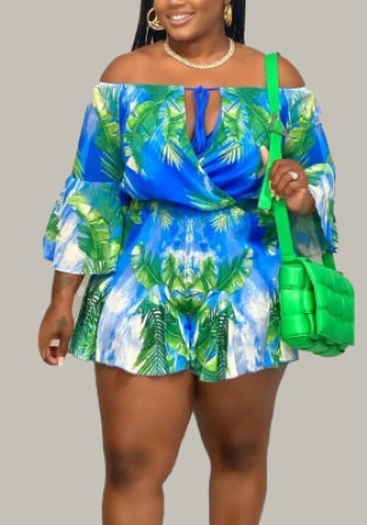 (Real Image)2022 Styles Women Sexy INS Styles Print Floral Off Shoulder Romper Jumpsuit