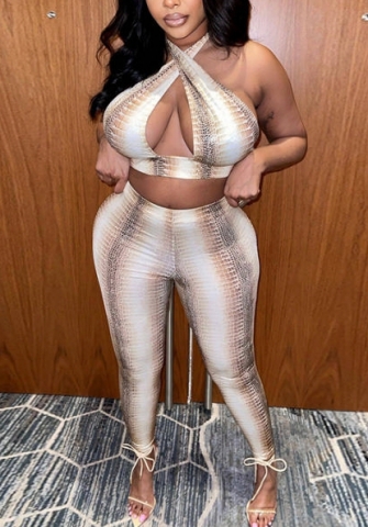 (Real Image)2022 Styles Women Sexy INS Styles Print Snake Two Piece Suit