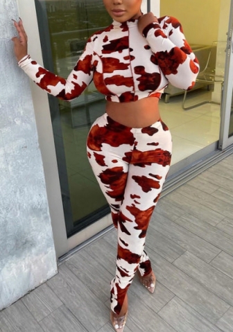 (Real Image)2022 Styles Women Sexy INS Styles Print Two Piece Suit