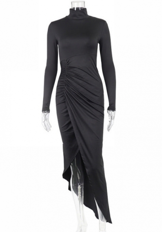 (Real Image)2022 Styles Women Sexy INS Styles Long Sleeve Irregular Maxi Dress