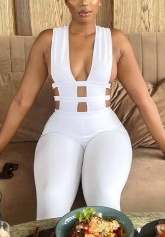 (Real Image)2022 Styles Women Sexy INS Styles Solid Color Cut Out Jumpsuit