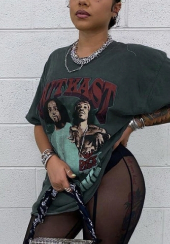 (Only Tops)(Real Image)2022 Styles Women Fashion INS Styles Short Sleeve Print Tee