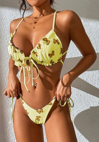 (Real Image)2022 Styles Women Fashion INS Styles Print Butterfly Bikini Set