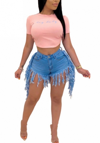 (Only Short Pants)2022 Styles Women Fashion INS Styles Jeans Tassel Short Pants